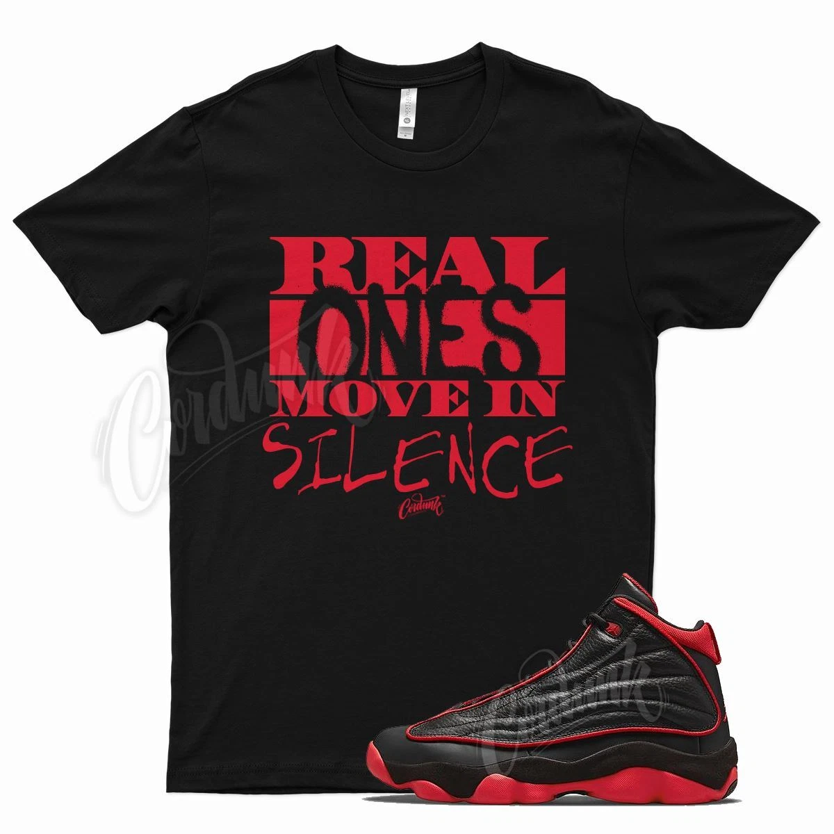 Black REAL T Shirt for J1 Pro Strong University Red