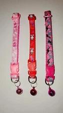 3 PCS Cat Fashion Collar Strap Adjustable W/Bell Pink and Red