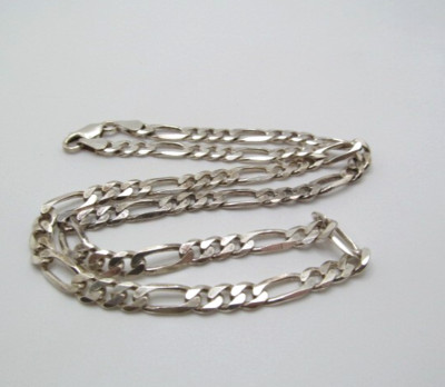 Vintage AGI 925 Sterling Silver Italy Figaro 5.75 Chain Link Necklace 18.5 In