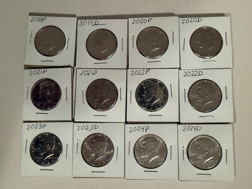 2019 - 2025 Kennedy Half Dollars Brilliant Unc P & D From Mint Rolls 14 Coins