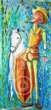 DON QUIJOTE & ROCINANTE-  GIANT Painting. Decoration for office. By M Ortiz