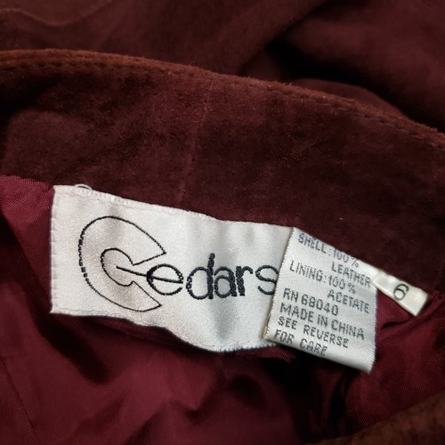 Vintage Cedars Suede Leather Maxi Skirt Maroon Red Womens 6 33" Length 5 Button - Picture 4 of 12