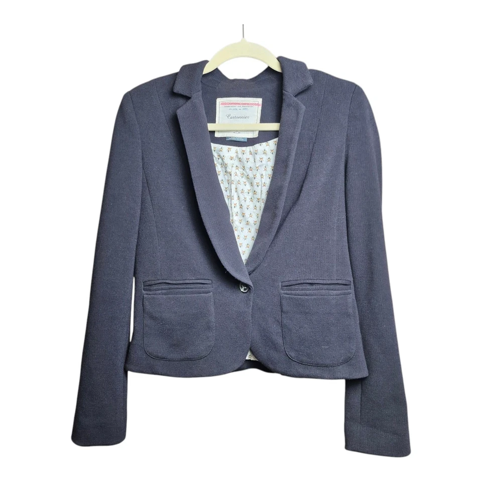 Chaqueta Blazer Cartonnier Anthropologie Cuello Muescado Botón Negra Para Mujer 8 Foto 2 de 4