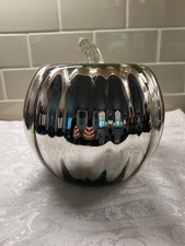 Pottery Barn Large Silver Mercury Glass Pumpkin  Recycled Glass  Fall