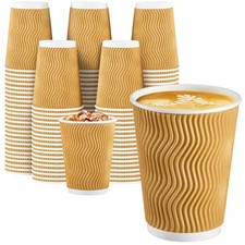 Coffee Cups 12 oz 150 Pack, Insulated Ripple Wall Paper Coffee Cups 12 oz, Di...