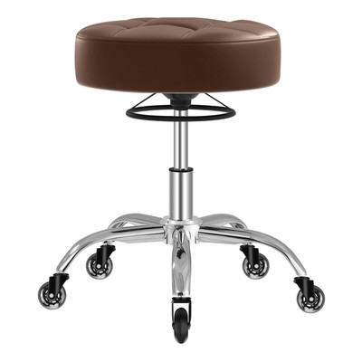 Rolling Stool Heavy Duty 400lb: Super Soft Leather Seat Cushion, 360 Swivel, ...