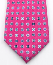Tommy Hilfiger Men's 100  Silk Designer tie Foulard Pink with Multicolor NWOT