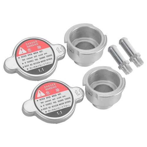 2x Aluminum Weld-On Radiator Filler Neck 32mm 1.25" ID with 1.1 Radiator Cap A9 - Picture 2 of 6