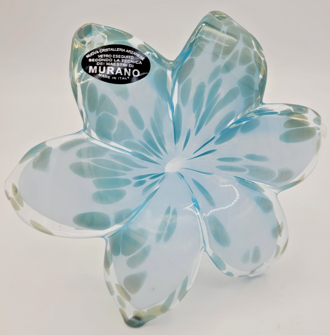 Nuova Cristalleria Arzanese Murano Style Handblown Glass Flower