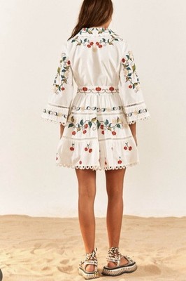 sachin and babi light blue dress Scarlet Senorita" Vintage Hand Embroidered Mexican Dress  Honeywood