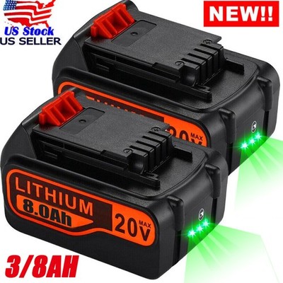 8.0Ah 20Volt LB2X4020 Battery FOR Black and Decker 20V MAX Lithium LBXR20 LB20