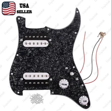 Prewired-Loaded HH Pickguard 2 Humbucker Pickup for ST Black Pearl(Black+White)