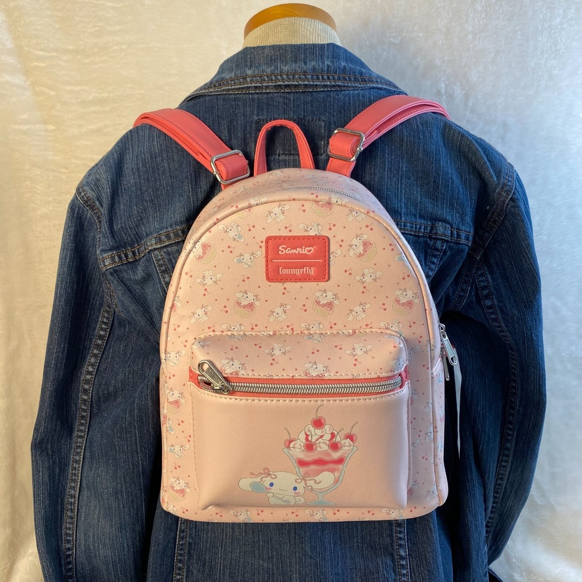 Sanrio Loungefly Cinnamoroll Mini Backpack Pink Cherry Parfait 2022 Cute Kawaii