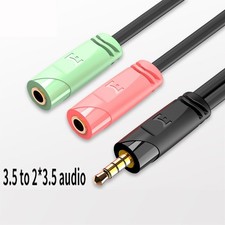 3.5mm AUX Audio Earphone Splitter 1 Male to 2 Female Gold Plated Headphone Cable