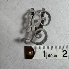 Vtg Apollo Sterling Silver Napkin Clip Fancy Initial Bookmark Money Holder Clip
