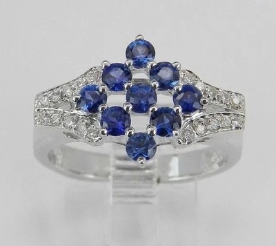 2Ct Round Cut Simulated Sapphire Engagement Band Ring In 14K White Gold Plated