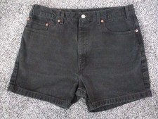 Vintage Levis 505 Shorts Mens 35 High Rise Black Denim Made USA 90s Cutoff 35x4