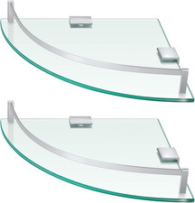 Glass 2 Pack Corner Shower Shelf, Bathroom Corner Shelves Wall Mounted with Temp