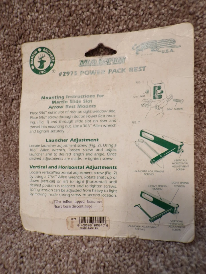 Vintage Martin Archery 2975 Power Pack Arrow Rest  NOS - Image 2 of 2