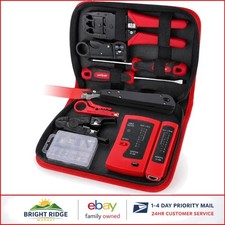 9-Piece Network Cable Tester Kit with Crimper, Stripper, Punch Down Tool Case