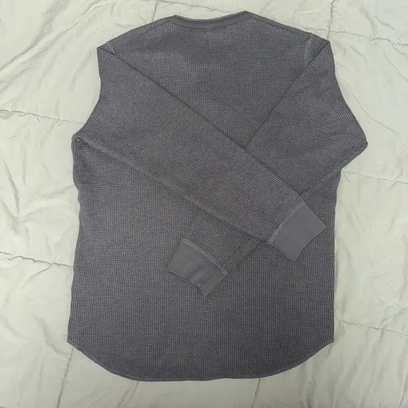 Uniqlo Waffle Henley Long Sleeve T-Shirt - Gray, M thumbnail 2