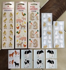 Vtg. Lot of MRS. GROSSMAN'S Farm Animals Stickers: Bunnies, Chicks, Cows, Colts