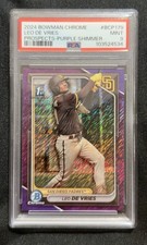 🔥 2024 Bowman Chrome Leo De Vries Prospects Purple Shimmer /250 #BCP-179 PSA 9