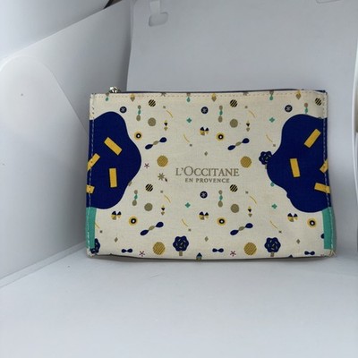 L'occitane en Provence Cosmetics Canvas Pattern Bag With Zipper New