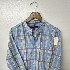 Tommy Hilfiger Plaid Button-Down Shirt Blue Yellow Men's XL