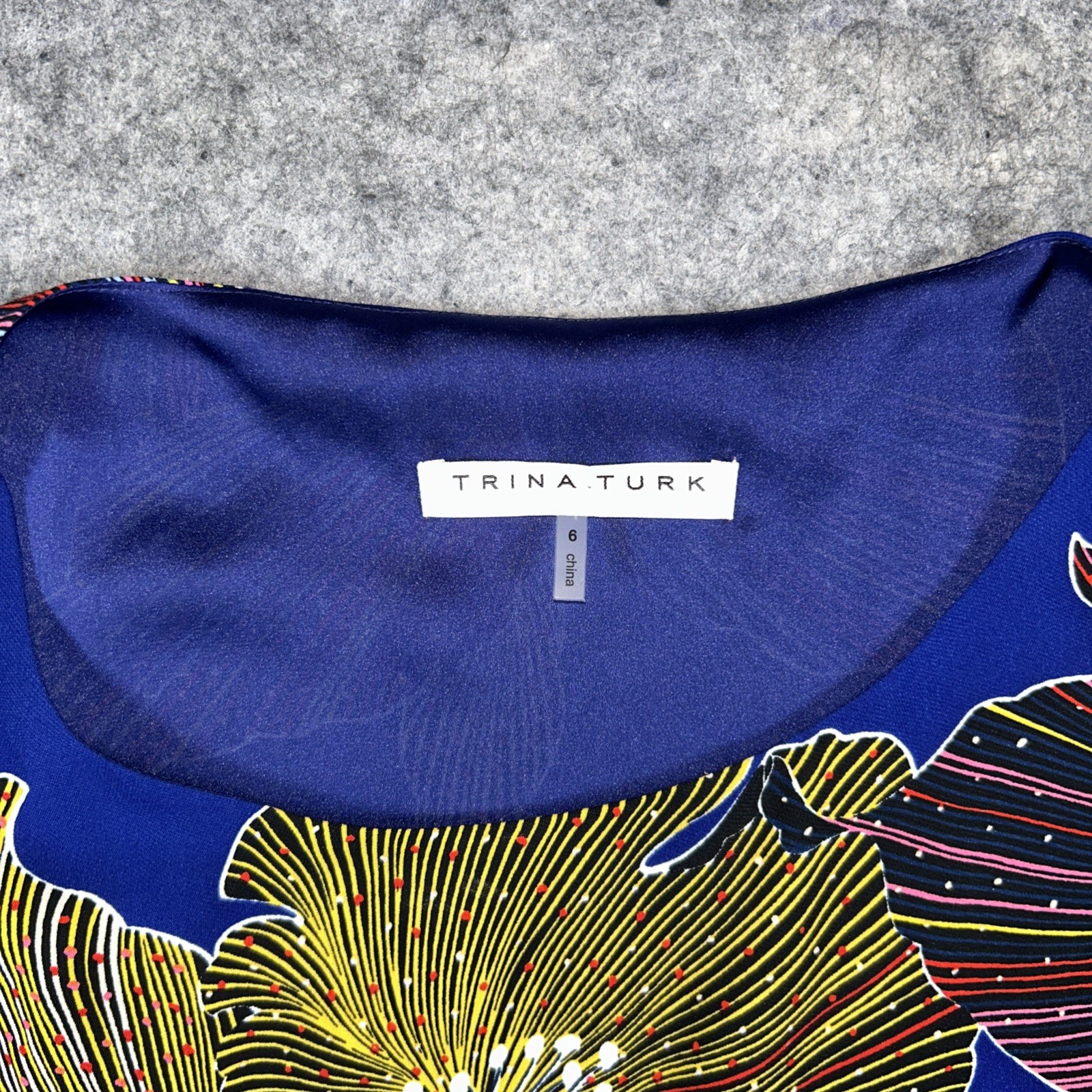 Trina Turk Dress Women's 6 Blue Floral Tie Waist Tassel Detail Beach Vacation