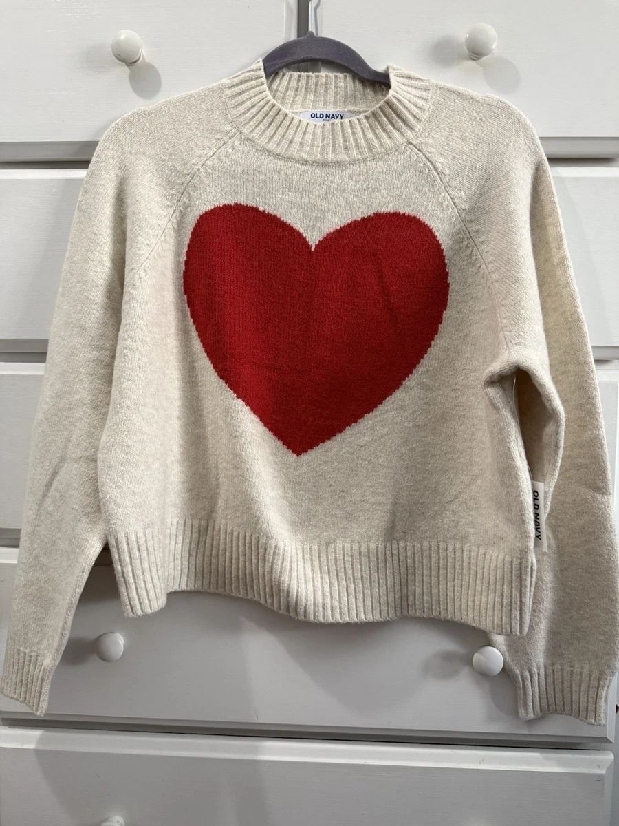 Suéter De Punto Con Corazones Para Mujer - Manga Larga, Cuello Redondo, Fibra Elástica Suave, Tallas S A XXL