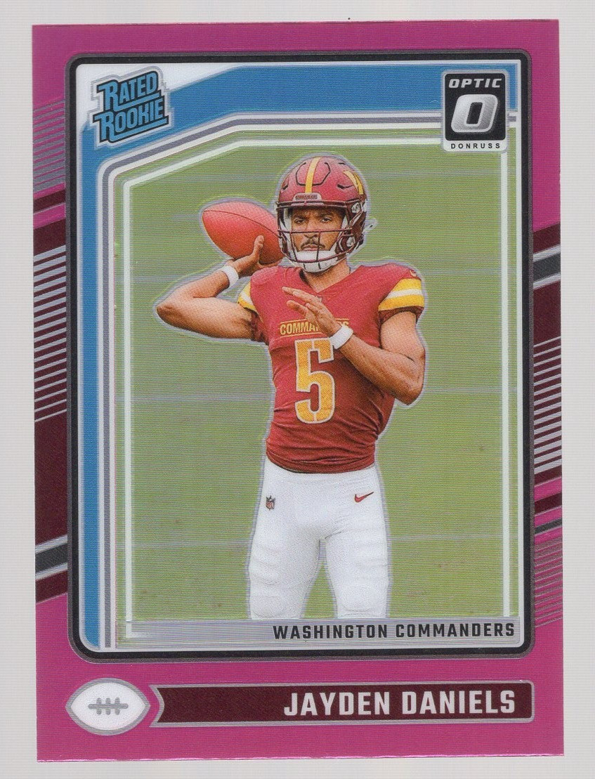 JAYDEN DANIELS 2024 DONRUSS OPTIC PINK HOLO PRIZM RATED ROOKIE #248 *COMMANDERS*