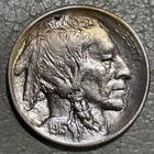 1913 Buffalo Nickel type 2, high grade detailed UNC coin, toned (?)