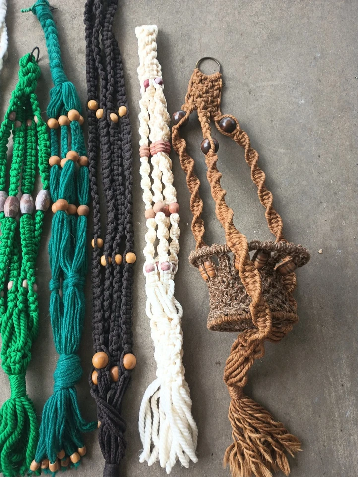 Paquete de 11 soportes para plantas grandes colgantes de macramé vintage decoración del hogar boho años 70 Foto 4 de 4