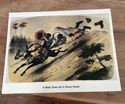 Currier & Ives Thomas Worth A Mule Train on a Down Grade Print 14 x11 