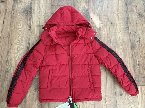 Armani Exchange AX Mens Small Red Hooded Puffer Jacket Logo Tape NWT - product listing photo