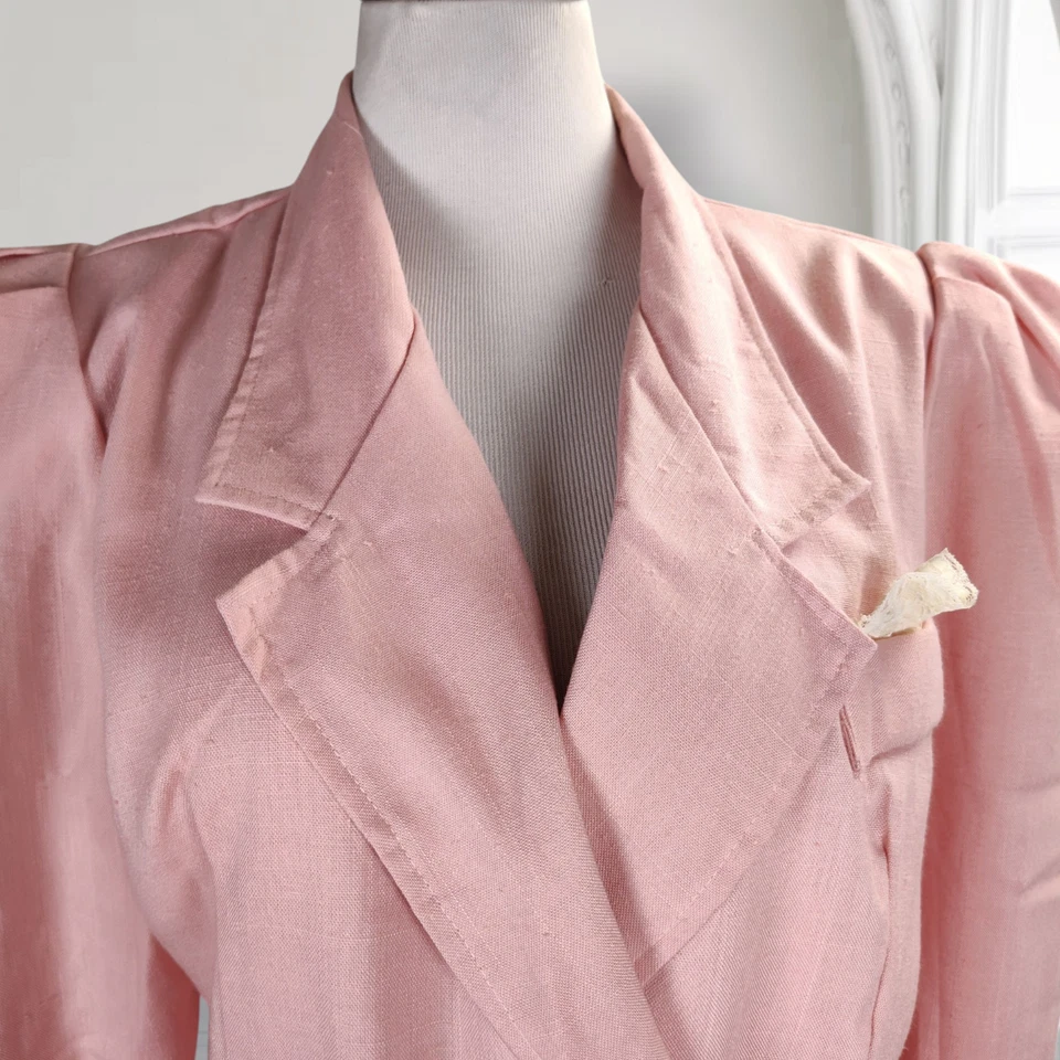 Blazer Vintage Rosa Peplum Talla 14 Un Botón Manga Abullonada Chaqueta de Montar Foto 2 de 4
