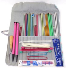 Lot of Knitting Needles with Case/ Wrap and Accessories