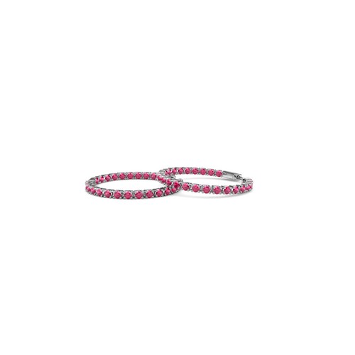 Ruby Inside-Out Hoop Earrings 0.95 ctw in 14K Rose Gold JP:36921 - Picture 2 of 4
