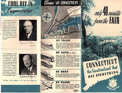 1939-40 Brochure Inviting Travelers to NY Worlds Fair to Visit Connecticut 