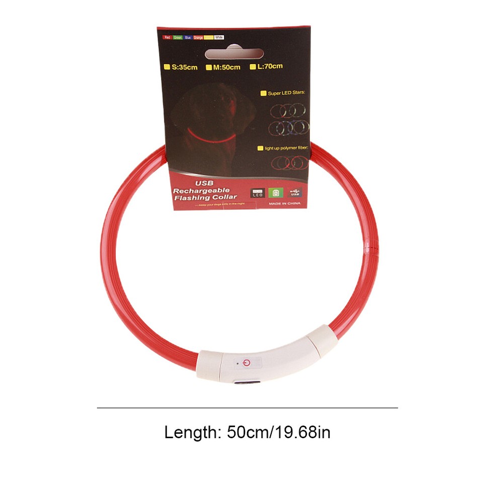 LED Dog Collar Flash Dog Necklace Light 3 Glowing Modes USB