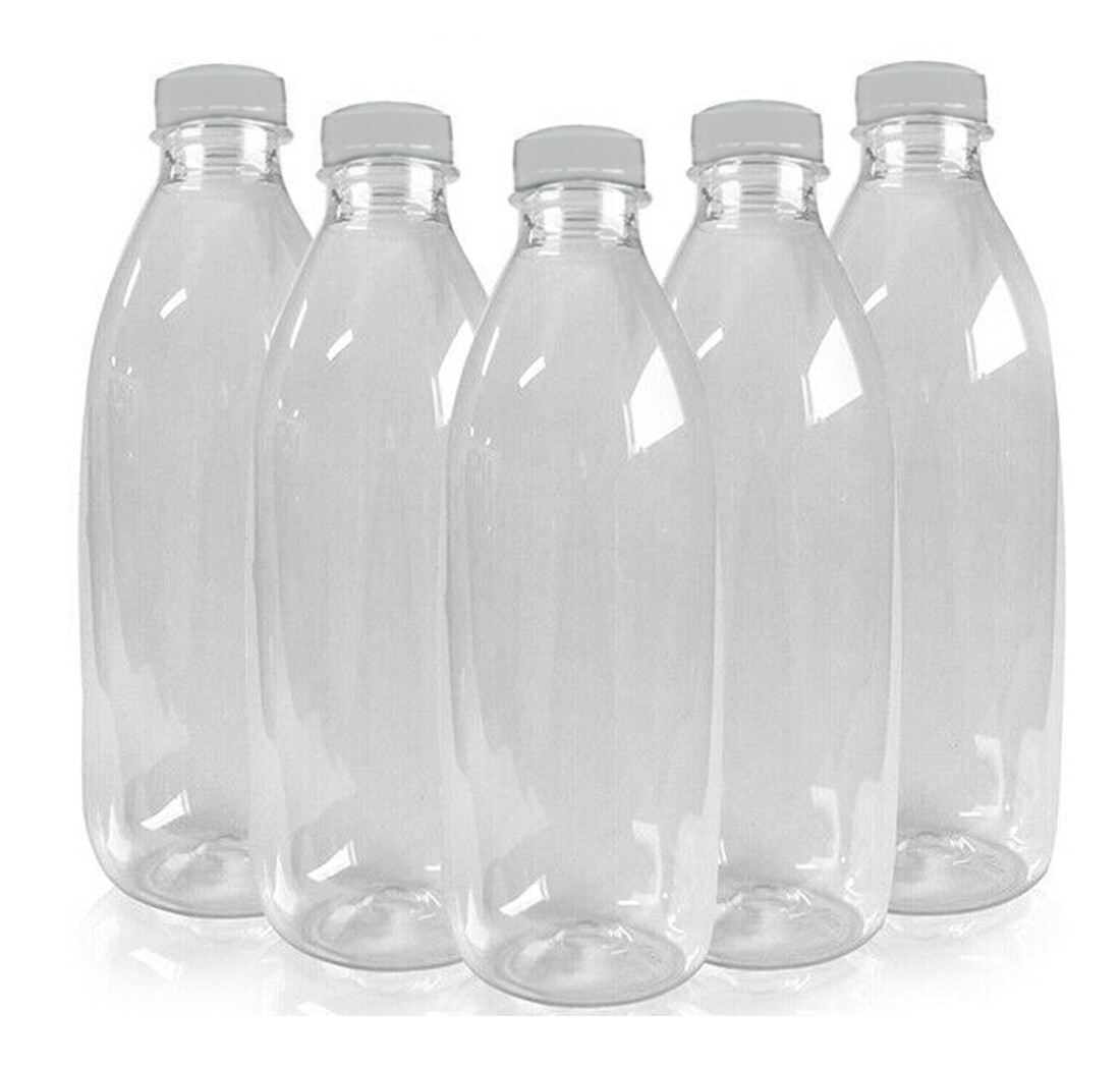 Plastic bottles with lids pet clear round bottle food grade container