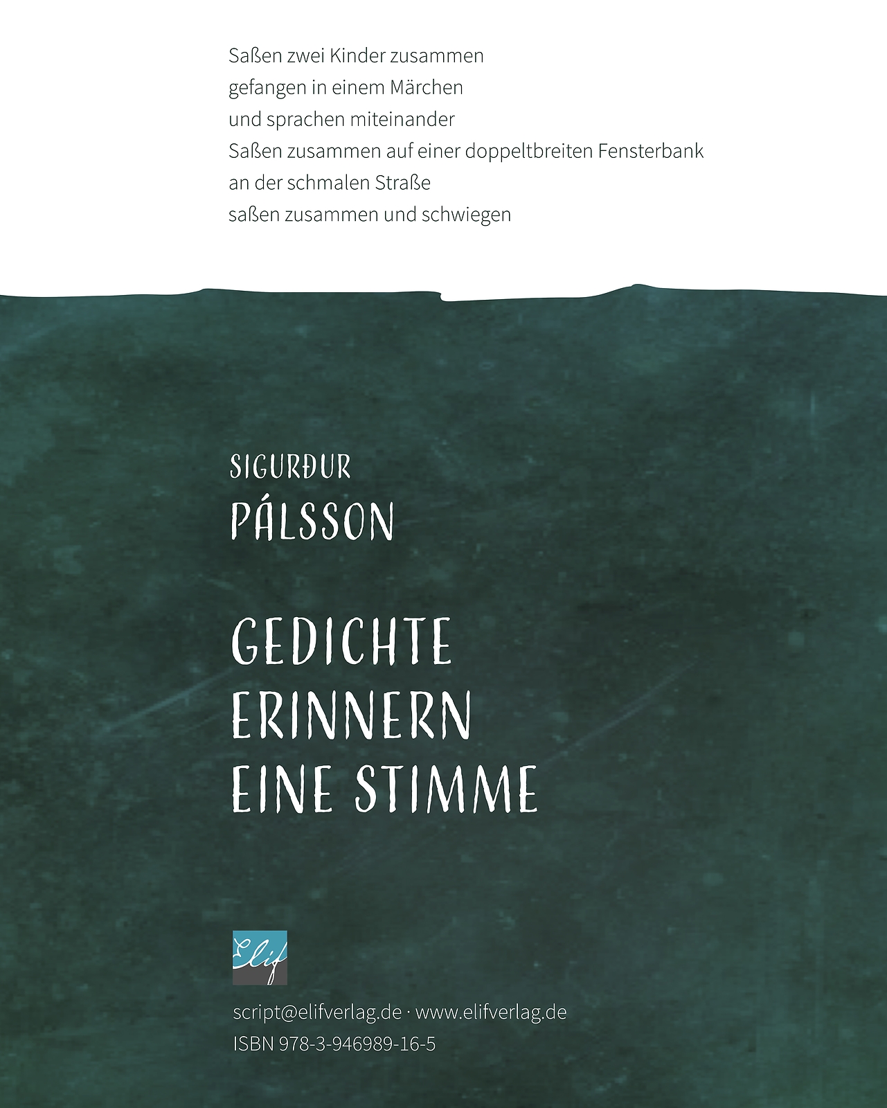 Thumbnail - Gedichte Erinnern Eine Stimme - Sigurdur Palsson - 9783946989165