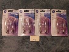 8 GE 25W 3.5" Vibration Resistant Candelabra Base Bulbs