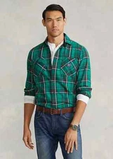 Polo Ralph Lauren Men's SZ XL Green Plaid Flannel Classic Fit Button Up Shirt