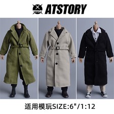 1/12 Hombre Uniforme Masculino Británico Largo Trench Coat Cortavientos Ajuste 6" Figuras de Acción