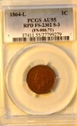1864-L Indian Cent PCGS AU 55, RPD S-3
