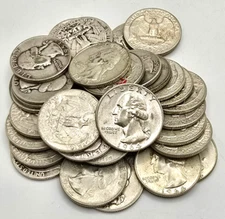 *ONE* Random Date & Mint Washington Quarter G-AU 90% Silver Type Coin Free ship