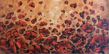 Red Poppies Landscape ORIGINAL Painting Textured Palette Knife Impasto- Susanna