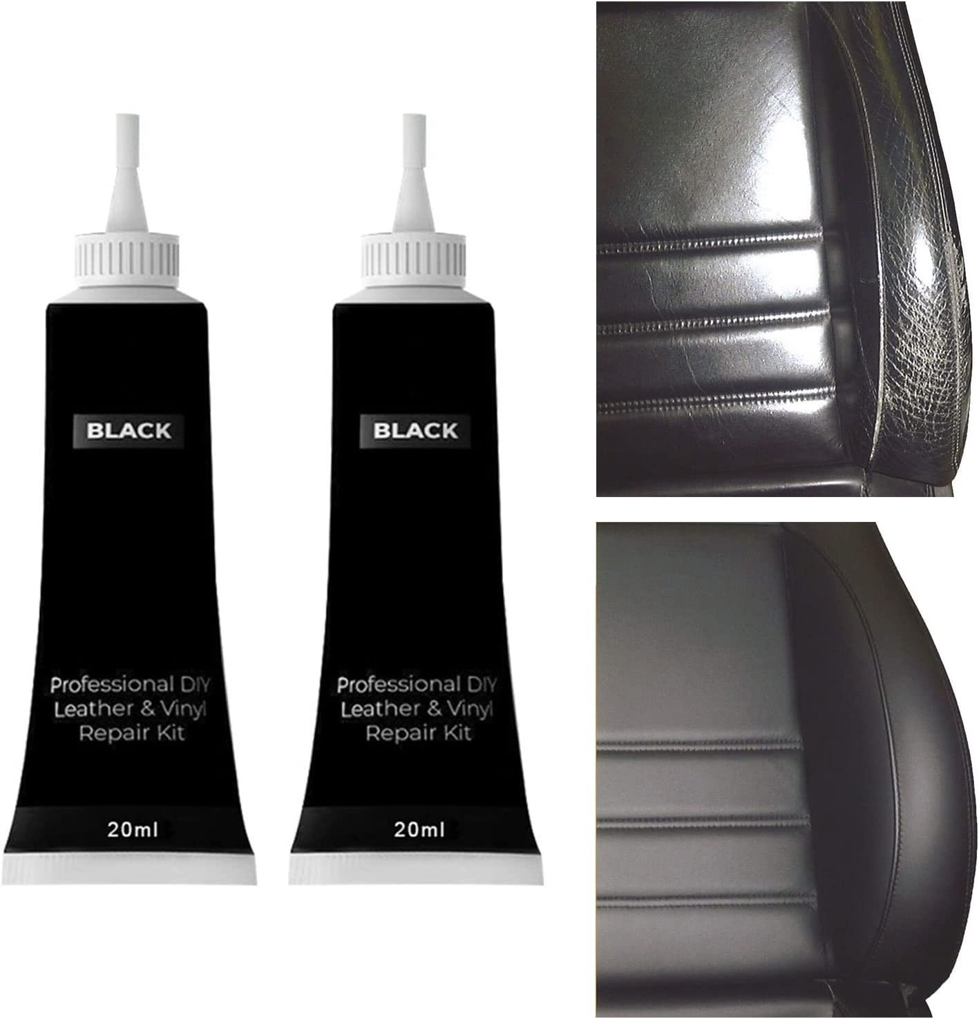 Kit Di Riparazione Graffi e Crepe per Pelle di Sedili Auto, Divani e Scarpe Nero